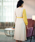 Vneck Colour Blocked Midi Chiffon Dress